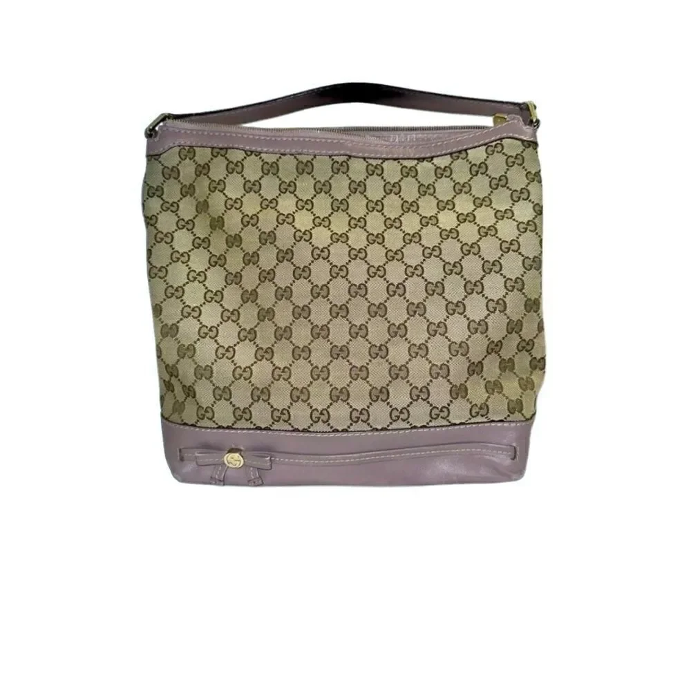 Gucci Mayfair lavender leather gg canvas hobo